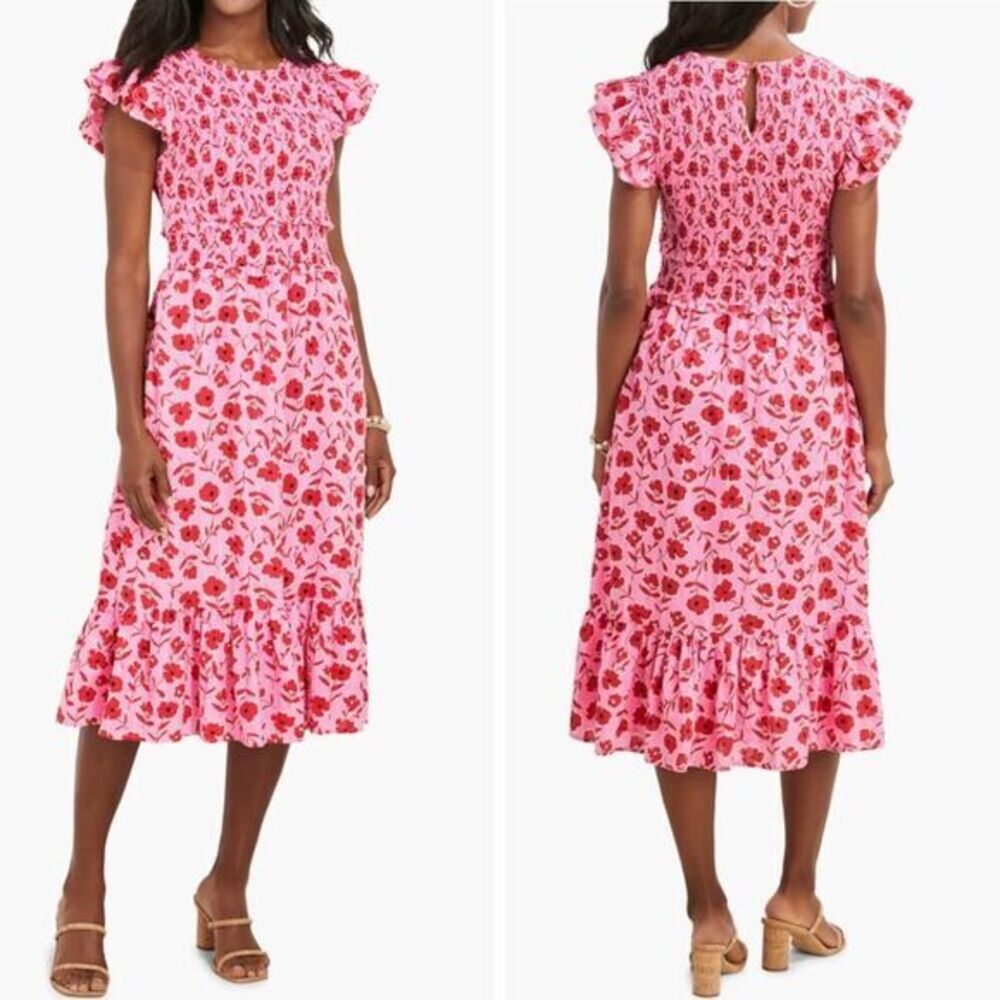 New!  Vineyard Vines Rock Rose Floral Smocked Midi‎ Dress, size M - Picture 11 of 15